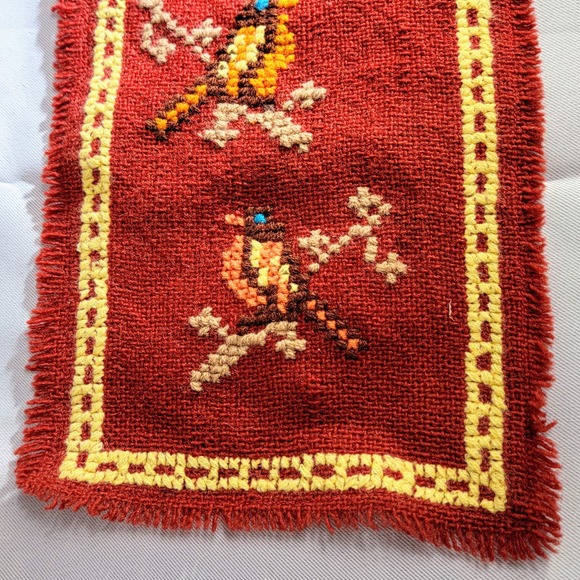 Vintage Romanian Bird Handwoven Tapestry Small 22.5"x7.5" Folk Art - Picture 1 of 5